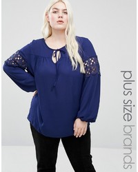 dunkelblaue Spitze Bluse von Koko