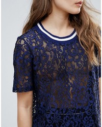 dunkelblaue Spitze Bluse von B.young