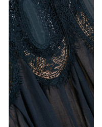 dunkelblaue Spitze Bluse von Chloé