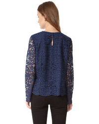 dunkelblaue Spitze Bluse von Jenni Kayne