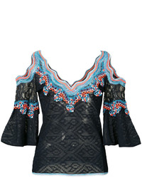 dunkelblaue Spitze Bluse von Peter Pilotto