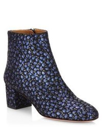 dunkelblaue Stiefeletten mit Blumenmuster