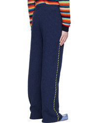 dunkelblaue Strick Chinohose von The Elder Statesman