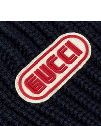 dunkelblaue Strick Mütze von Gucci