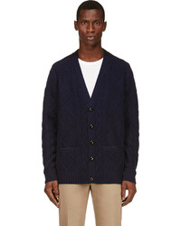 dunkelblaue Strick Strickjacke von Sacai