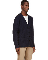 dunkelblaue Strick Strickjacke von Sacai