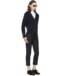 dunkelblaue Strick Strickjacke von Thom Browne