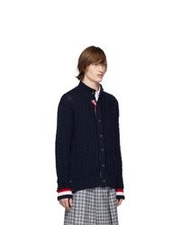 dunkelblaue Strick Strickjacke von Thom Browne