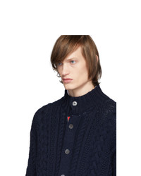 dunkelblaue Strick Strickjacke von Thom Browne