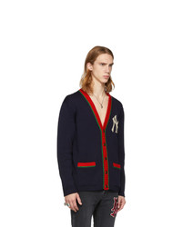 dunkelblaue Strick Strickjacke von Gucci