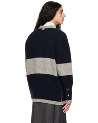 dunkelblaue Strick Strickjacke von Thom Browne