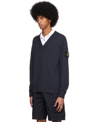 dunkelblaue Strick Strickjacke von Stone Island