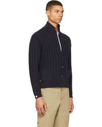 dunkelblaue Strick Strickjacke von Thom Browne