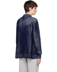 dunkelblaue Strick Strickjacke von Fumito Ganryu