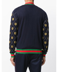 dunkelblaue Strickjacke mit Argyle-Muster von Gucci