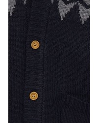 dunkelblaue Strickjacke mit einem Schalkragen mit Norwegermuster von BLEND