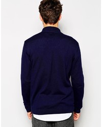 dunkelblaue Strickjacke mit einem Schalkragen von Asos