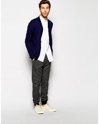 dunkelblaue Strickjacke mit einem Schalkragen von Asos