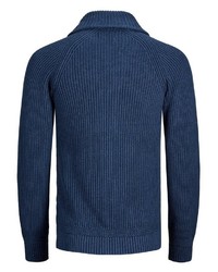 dunkelblaue Strickjacke mit einem Schalkragen von Jack & Jones