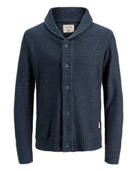 dunkelblaue Strickjacke mit einem Schalkragen von Jack & Jones