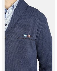 dunkelblaue Strickjacke mit einem Schalkragen von Jan Vanderstorm