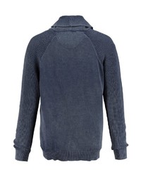 dunkelblaue Strickjacke mit einem Schalkragen von JP1880