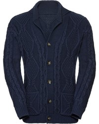 dunkelblaue Strickjacke mit einem Schalkragen von MARCO DONATI