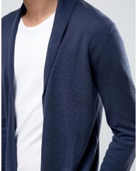 dunkelblaue Strickjacke mit einem Schalkragen von Asos