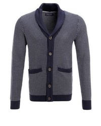 dunkelblaue Strickjacke mit einem Schalkragen von Pier One
