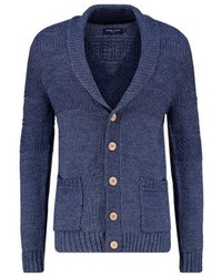dunkelblaue Strickjacke mit einem Schalkragen von Pier One