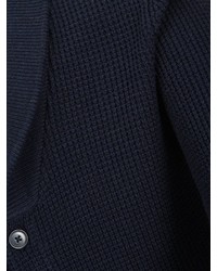 dunkelblaue Strickjacke mit einem Schalkragen von Produkt