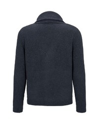 dunkelblaue Strickjacke mit einem Schalkragen von Tom Tailor