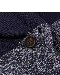 dunkelblaue Strickjacke mit einem Schalkragen von Brunello Cucinelli