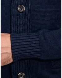 dunkelblaue Strickjacke mit einem Schalkragen von Vincenzo Boretti