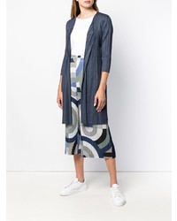 dunkelblaue Strickjacke mit einer offenen Front von Pleats Please By Issey Miyake