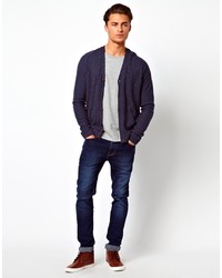 dunkelblaue Strickjacke von Asos