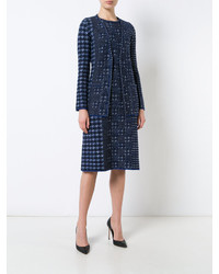 dunkelblaue Strickjacke von Oscar de la Renta