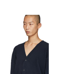 dunkelblaue Strickjacke von Homme Plissé Issey Miyake