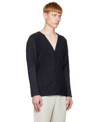 dunkelblaue Strickjacke von Homme Plissé Issey Miyake