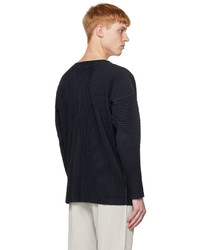 dunkelblaue Strickjacke von Homme Plissé Issey Miyake