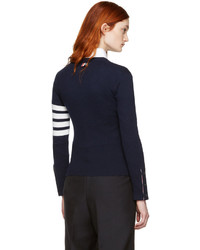 dunkelblaue Strickjacke von Thom Browne