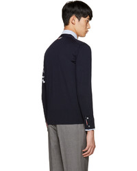 dunkelblaue Strickjacke von Thom Browne