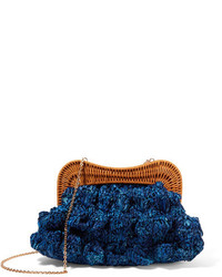 dunkelblaue Stroh Clutch von Kayu