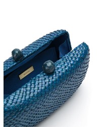 dunkelblaue Stroh Clutch von Serpui