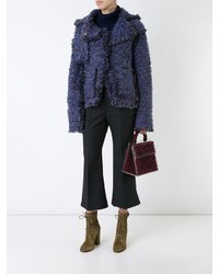 dunkelblaue Tweed-Jacke