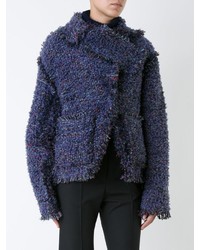 dunkelblaue Tweed-Jacke