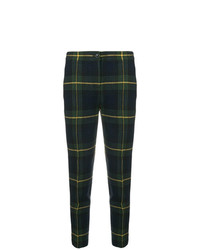 dunkelblaue und grüne enge Hose mit Schottenmuster von Boutique Moschino
