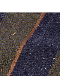 dunkelblaue und grüne horizontal gestreifte Wollkrawatte von Canali