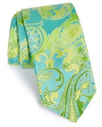dunkelblaue und grüne Krawatte mit Paisley-Muster