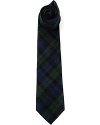 dunkelblaue und grüne Krawatte mit Schottenmuster von Drakes